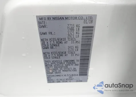 2018 Nissan Pathfinder Sv из США, поврежденный, VIN 5N1DR2MM8JC635804